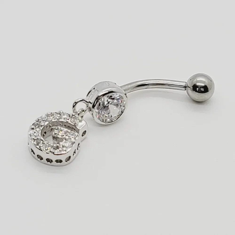 New 925 Sterling Silver Initial belly button ring 